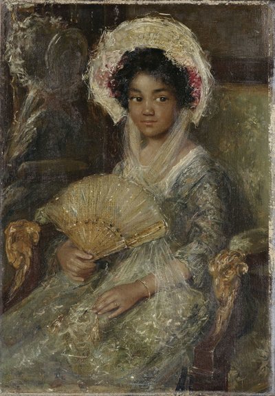Fiatal nő legyezővel, c. 1906 (olaj, vászon) alkotó: Simon Maris