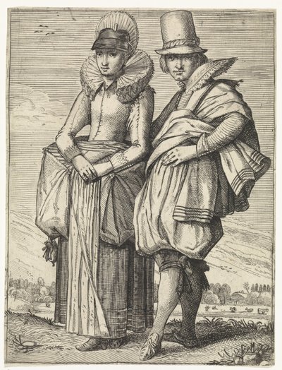 Férfi és nő az 1625 körüli divat szerint öltözve alkotó: Simon Poelenburg (attributed to)