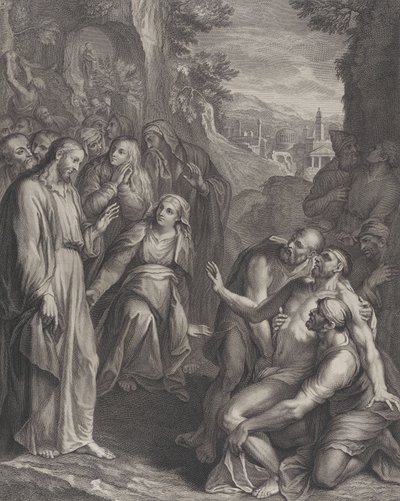 Lázár feltámadása, Krisztussal a bal oldalon, kb. 1729. alkotó: Simon Vallee