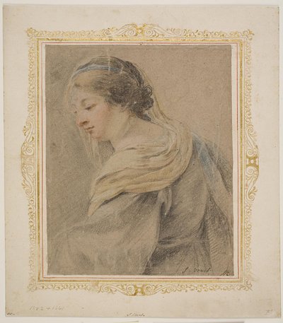 Tanulmány a nőkről a "Madonna és gyermeke" számára alkotó: Simon Vouet