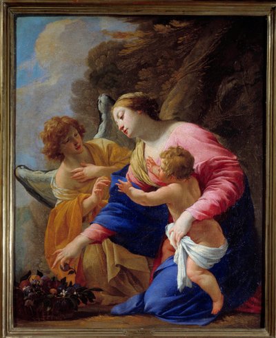 Simon Vouet (1590-1649) A Szűz és az angyal festménye 1641 V. 0,77x0,62 m Caen Szépművészeti Múzeum alkotó: Simon Vouet