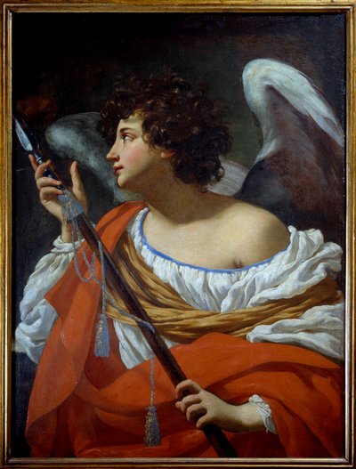 A lándzsát hordozó angyal Krisztus szívébe fúródott és az ecettel átitatott szivacs Simon Vouet festménye alkotó: Simon Vouet