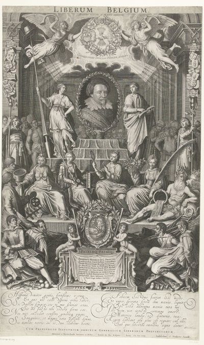 Frederick Henry, mint a vallás és szabadság védelmezője, 1628 Liberum Belgium (cím a tárgyon) alkotó: Simon van de Passe