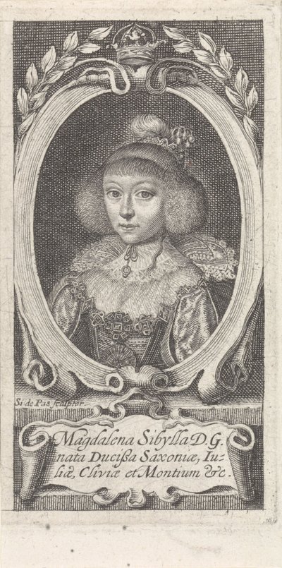 Magdolna Szibille szász hercegnő 1617-1668, Szász-Altenburg hercegné, kb. 1647-1648. alkotó: Simon van de Passe