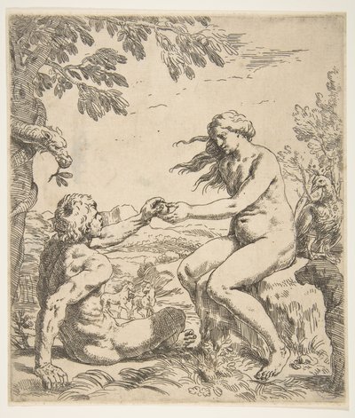 Ádám és Éva, kb. 1639. alkotó: Simone Cantarini