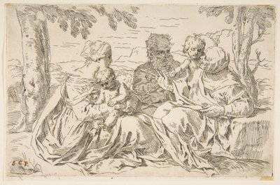 Szent Család Szent Erzsébettel és Keresztelő Szent Jánossal, kb. 1639. alkotó: Simone Cantarini