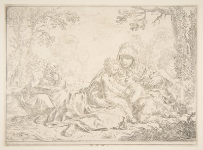 Szent Család Keresztelő Szent Jánossal, kb. 1637-1640. alkotó: Simone Cantarini