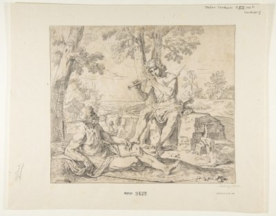 Merkúr és Argus, kb.1630-1648. alkotó: Simone Cantarini