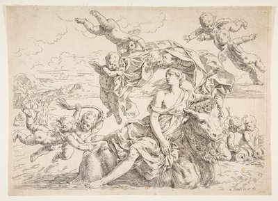 Európa megerőszakolása, kb. 1636. alkotó: Simone Cantarini