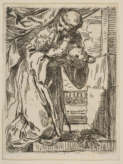 Páduai Szent Antal Krisztus Gyermekét tartja kezében, kb.1635-1636. alkotó: Simone Cantarini