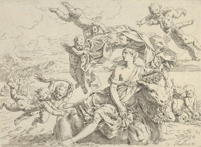Európa megerőszakolása, 1636 körül. alkotó: Simone Cantarini
