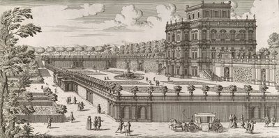 Kilátás a Palazzo Pamphili homlokzatára és kertjére Secondo Prospetto Pe... után alkotó: Simone Felice