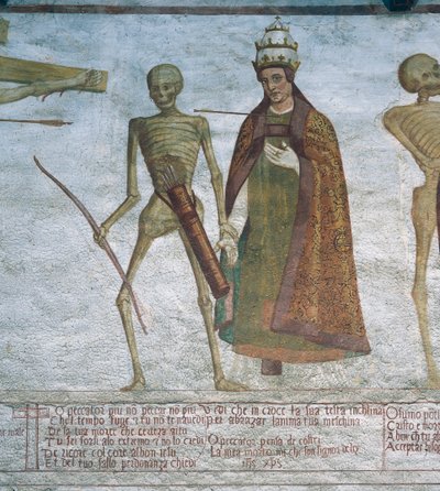 A halál táncra kéri a pápát, részlet A haláltánc című filmből alkotó: Simone II Baschenis