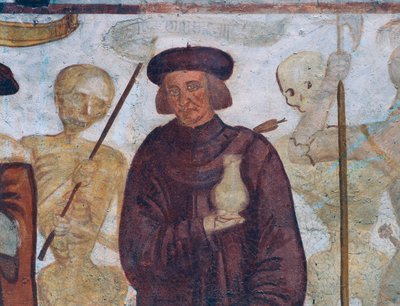 Halál a doktorral, részlet A haláltáncból alkotó: Simone II Baschenis