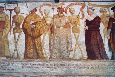 Halál a császárral, a királlyal és a királynővel, részlet a Haláltánc című filmből alkotó: Simone II Baschenis