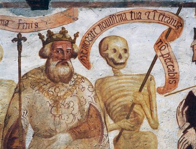 Halál a királlyal, részlet a Haláltánc című filmből alkotó: Simone II Baschenis