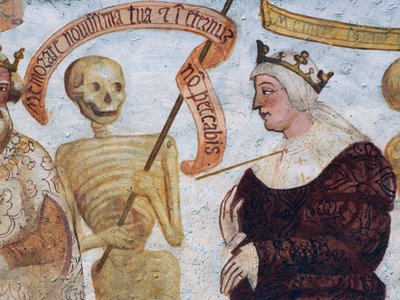 Halál a királynővel, részlet a Haláltánc című filmből alkotó: Simone II Baschenis