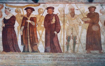 Halál a királynővel, a herceggel, a doktorral és a gazdag fösvényrel, részlet a Haláltánc című filmből alkotó: Simone II Baschenis