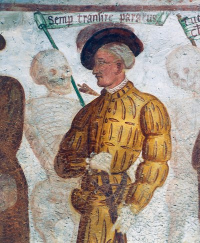 Halál a fiatalemberrel, részlet A haláltáncból alkotó: Simone II Baschenis