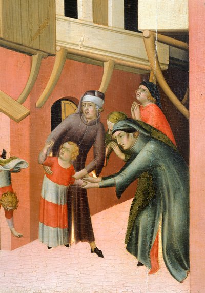 Boldog Agostino Novello és élettörténetei című oltárkép, Simone Martini (1283-1344), olaj, vászon, 200x256 cm, részlet, kb 1330 alkotó: Simone Martini