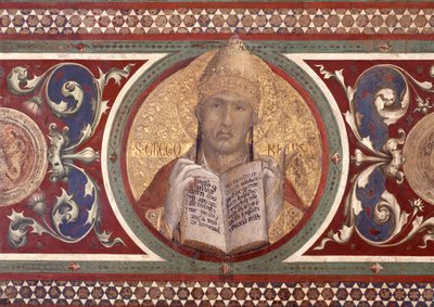 Maesta: Szent Gergely, részlet a keretből, 1315 freskó részlet az 51591-ből alkotó: Simone Martini