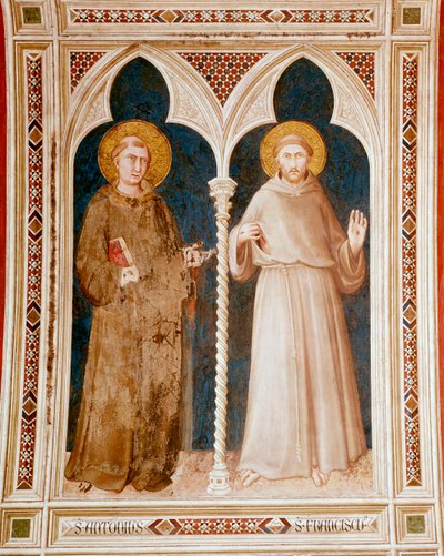 Páduai Szent Antal és Assisi Szent Ferenc freskó Simone Martini (kb. 1284-1344) 215x185 cm Assisi, San Francesco-bazilika, Alsótemplom Olaszország alkotó: Simone Martini