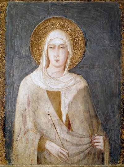 Antiochiai Szent Margarita (korábbi nevén St. Clair) Freskó Simone Martini Dim. 120 cm. 1322 körül. Assisi (Assisi), San Francesco (Szent Francois) alsó bazilika, jobb oldali kereszthajó. Olaszország © Luisa Ricciarini/Leemage alkotó: Simone Martini