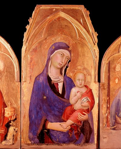 Szűz gyermekkel (tempera és arany a panelen alkotó: Simone Martini