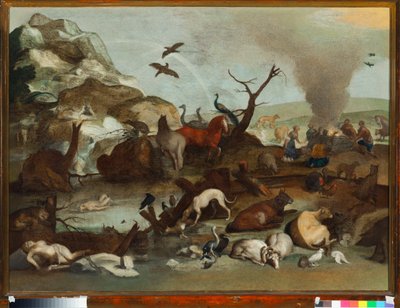Noé áldozata az özönvíz után Sinibaldo Scorza (1589-1631) festménye 17. század Méret: 70x101 cm Genes, Musei di Strada Nuova (ex Palazzo Rosso) alkotó: Sinibaldo Scorza