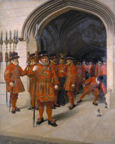 "Az őrség igéje a parlament kriptáját kutatja", 1894 alkotó: Sir Arthur Temple Felix Clay