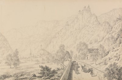 30 megtekintést tartalmazó album Tirolban és Olaszországban: A sebeni kolostor romjai Klausen mellett, 1840. október 27. alkotó: Sir Charles D