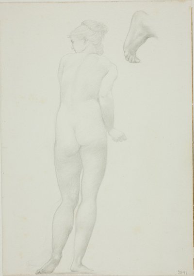 Álló meztelen nő hátulnézete és egy láb vázlata alkotó: Sir Edward Burne Jones