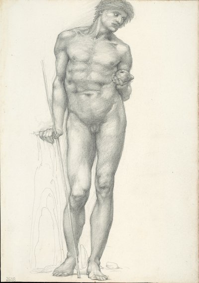 Párizs aranyalmával a bal kezében, a trójai triptichonhoz (vázlatfüzet #2638) alkotó: Sir Edward Burne Jones
