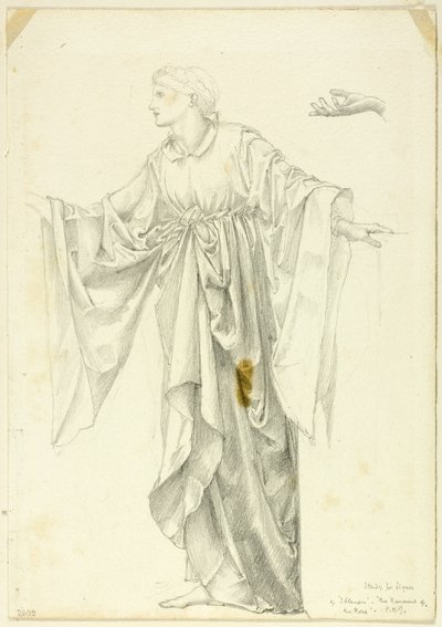 Tanulmány a "Tétlenség" alakjához - A rózsa romauntája alkotó: Sir Edward Burne Jones