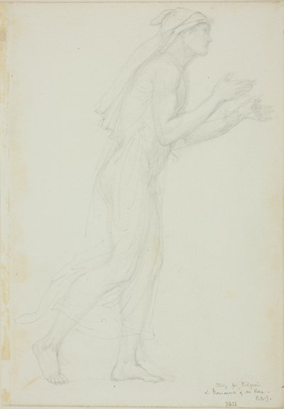 Tanulmány a zarándok számára a Rózsa Romauntban alkotó: Sir Edward Burne Jones