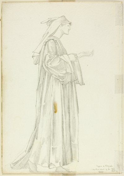 Tanulmány a zarándokról a Rózsa Romaunt számára alkotó: Sir Edward Burne Jones