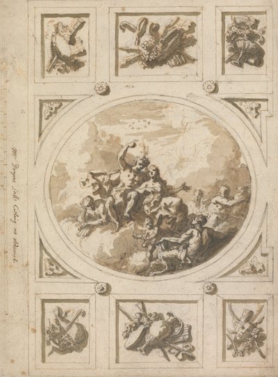 Mennyezettervezés Addiscombe-ban: Bacchus és Ariadne alkotó: Sir James Thornhill