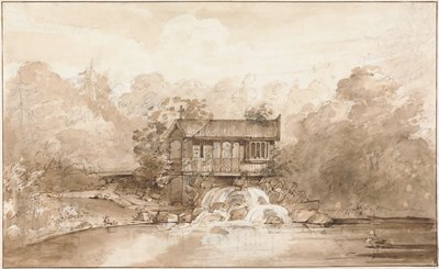 Design for the Hermitage, Virginia Water (toll és barna tinta grafiton, papírra mosással) alkotó: Sir Jeffry Wyatville