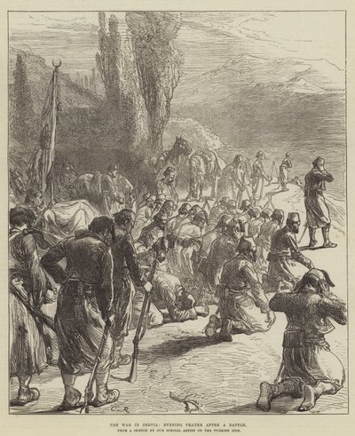 A háború Serviában, esti ima egy csata után alkotó: Sir John Charles Robinson