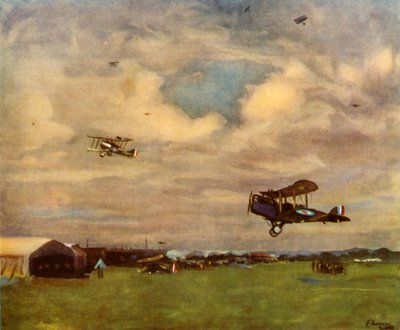 "Egy repülőtér 1918-ban", 1944. alkotó: Sir John Lavery