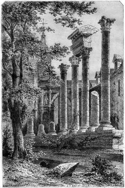 Egy római színház maradványai Besanconban, Franciaországban, 1882-1884. alkotó: Smeeton