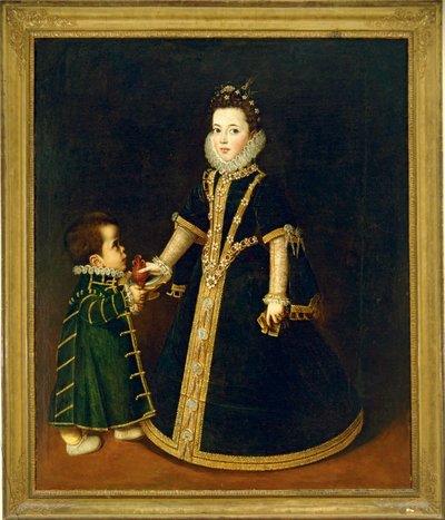 Lány egy törpével, feltehetően Savoyai Margit, a Savoyai hercegi pár lányának portréja... (festmény vászonra) alkotó: Sofonisba Anguissola
