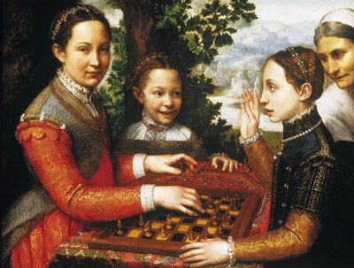 A sakkjátszma (A művész sakkozó testvéreinek portréja). alkotó: Sofonisba Anguissola