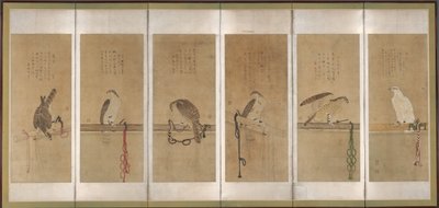 Tethered Hawks, 1606 előtt. alkotó: Soga Chokuan