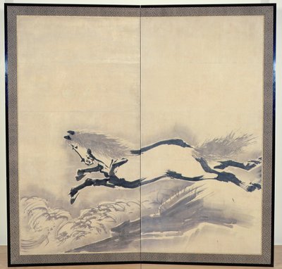 Lóugrás, japán, Edo-korszak, 18. század körül (tinta papíron) (egy pár) (lásd még: 121396) alkotó: Soga Shohaku