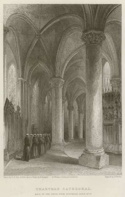 Chartres-i katedrális, a kórus hátulja a Do északi folyosójáról alkotó: Solomon Alexander Hart