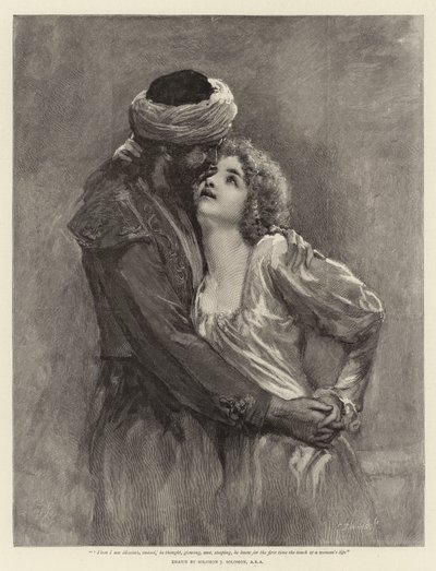 „Akkor valóban a Messiás vagyok” – gondolta izzóan, és lehajolva először ismerte meg egy női ajka érintését. alkotó: Solomon Joseph Solomon