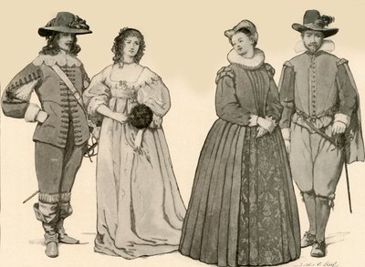 Ruházat I. Jakab uralkodása idején, I. Károly 1607-1640, 1903, 1937. alkotó: Sophie B. Steel