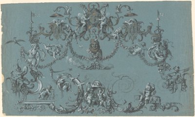 Arabeszkek hancúrozó Puttival, Állatokkal és Jesterekkel alkotó: South German 18th Century