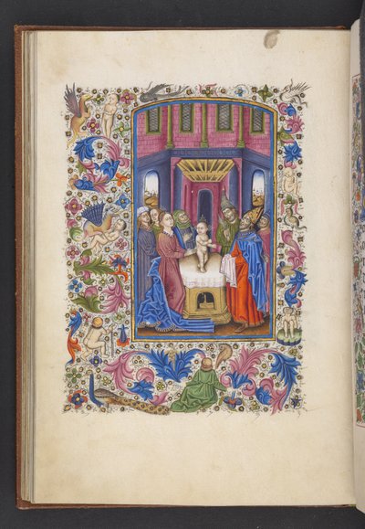 Adja hozzá az MS 50004 f.41v The Circumcision-t az „Órakönyvből” (tinta, szín és arany pergamen) alkotó: Spanish School